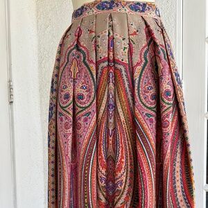 Silk Paisley Skirt Midi Pockets Size 6 Francesca of Damon for Starington